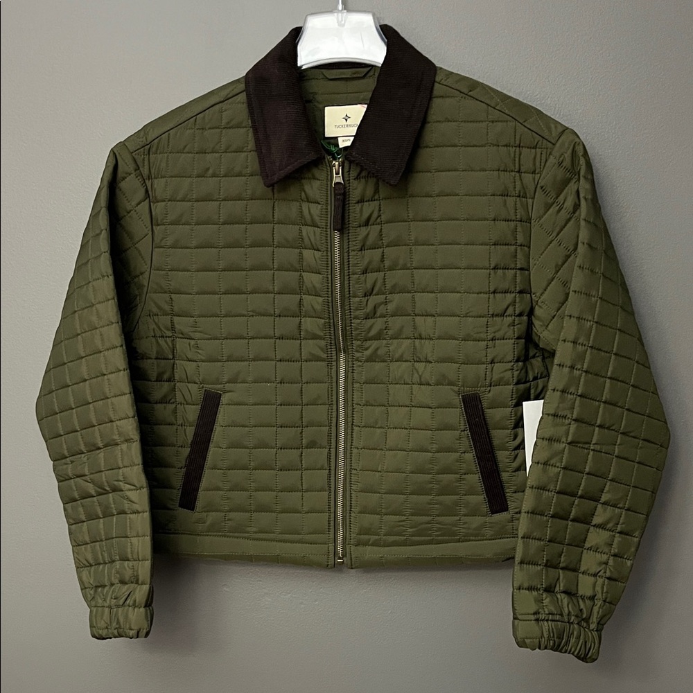 Tuckernuck Green Quilted Jacket with Dark Brown Details Size XS/S